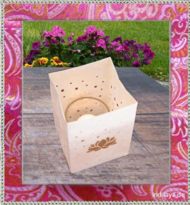 Briefkarte mit Lotus Windlicht aus hangeschöpftem Nepal-Papier